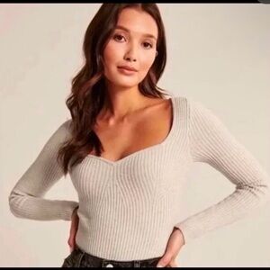 Abercrombie & Fitch Long-Sleeve Sweetheart Sweater Bodysuit.
